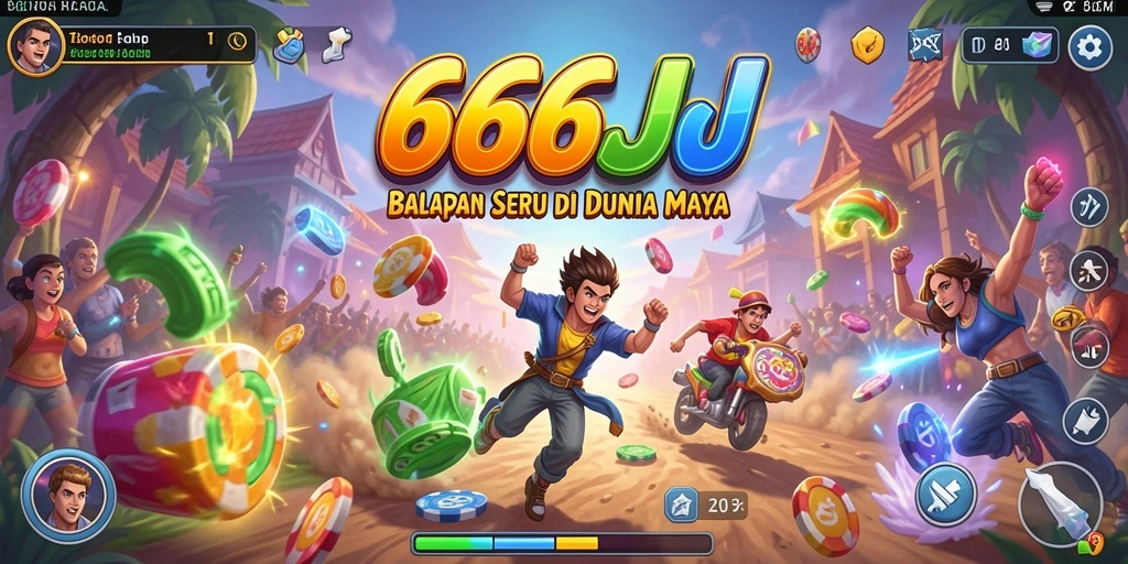 Gameplay seru 666J dengan mobil balap yang cepat.