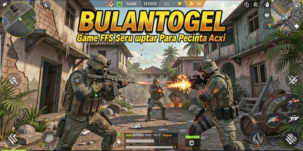 Tampilan gameplay BULANTOGEL dengan aksi tembak-menembak intens.