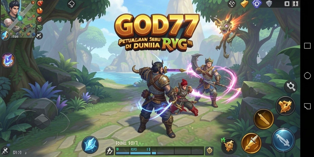 Tangkapan layar gameplay <strong>GOD77</strong> yang menampilkan pertarungan epik dan eksplorasi unik.