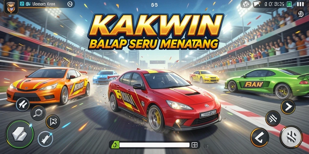 Gameplay seru KAKWIN dengan balapan mendebarkan di lintasan.