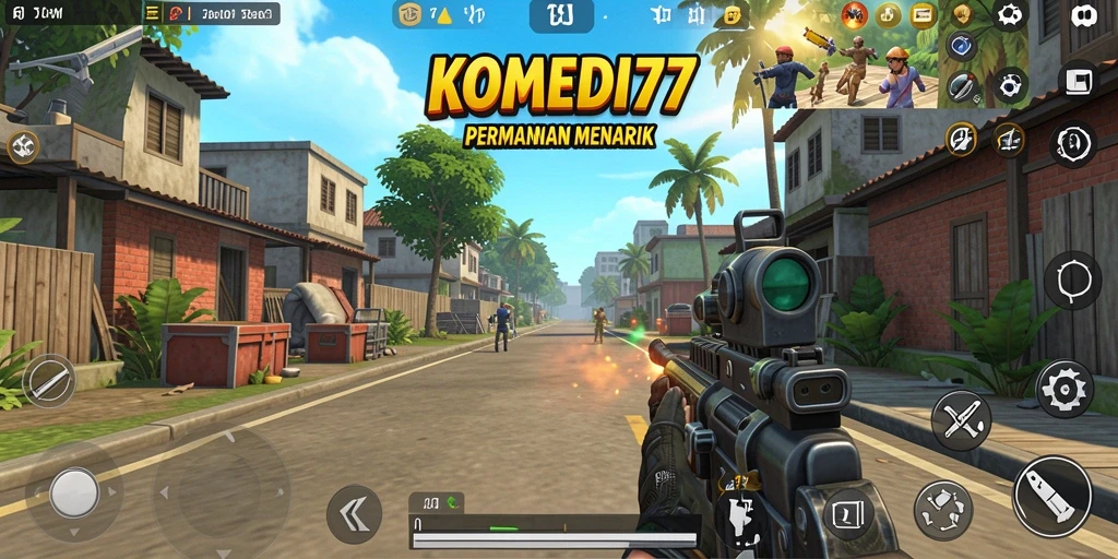 Tampilan seru gameplay <strong>KOMEDI77</strong> dengan humor yang konyol.