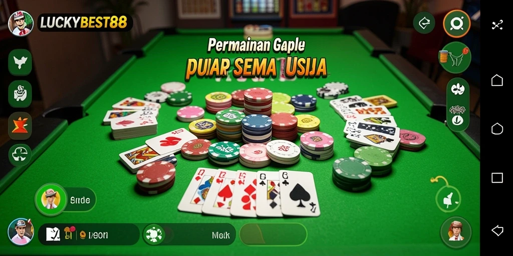 Tangkapan layar gameplay LUCKYBEST88 dengan suasana penuh tantangan Gaple.