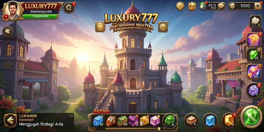 Tangkapan layar gameplay LUXURY777 menampilkan strategi menara yang mendebarkan.