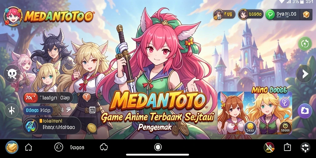 Tampilan gameplay MEDANTOTO yang penuh aksi dan warna-warni karakter anime.