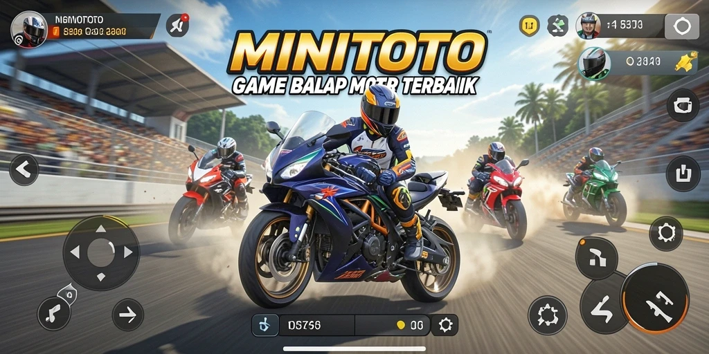 Screenshot gameplay MINITOTO menunjukkan aksi seru balap motor.