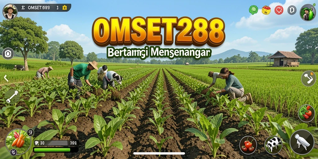 Tangkapan layar dari gameplay OMSET288 yang menunjukkan aktivitas bertani.