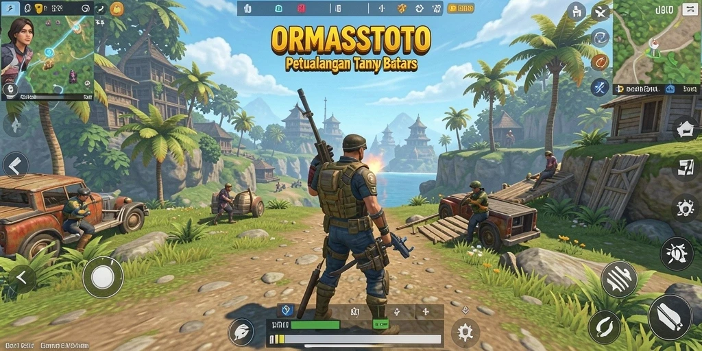 Screenshot gameplay ORMASSTOTO menampilkan eksplorasi dunia terbuka yang luas.