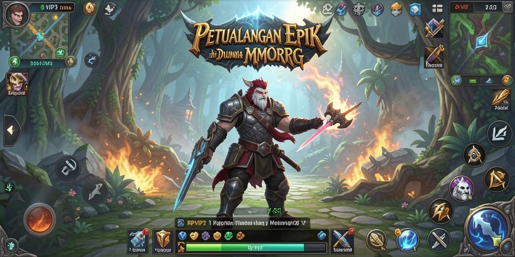 Screenshot RPVIP3 menampilkan pertarungan epic antar pemain dan monster.