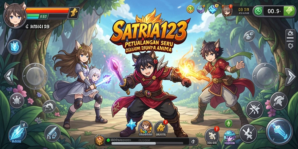 Tampilan gameplay SATRIA123 yang penuh warna dan aksi.