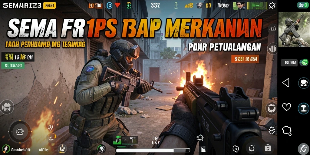 Screenshot gameplay menampilkan aksi seru dari pertempuran FPS.