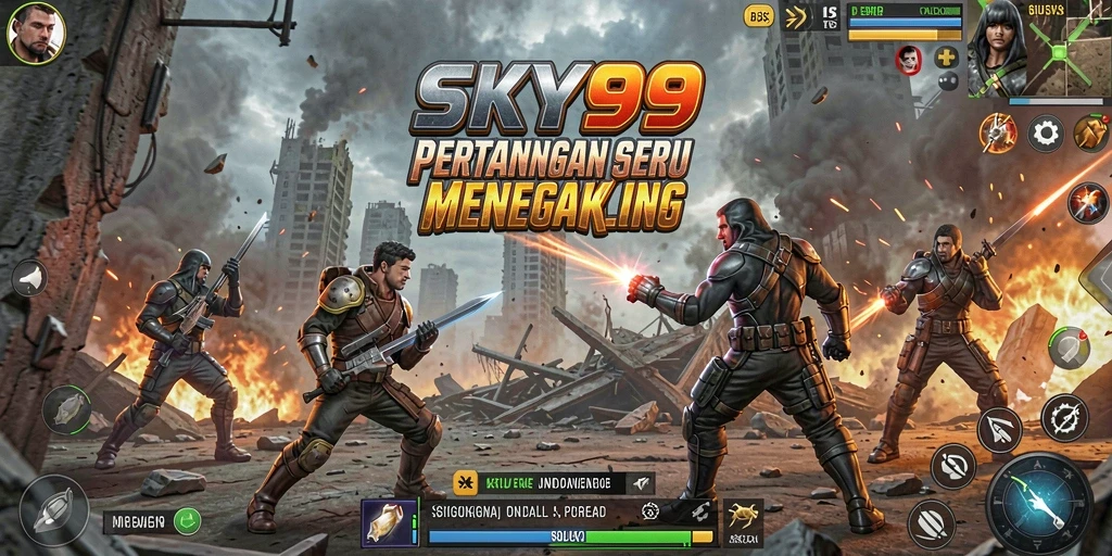 Tampilan gameplay mendebarkan dari SKY99 dengan karakter bertarung.