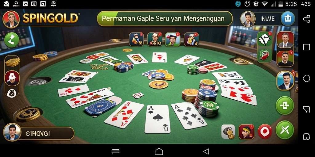 Tampilan gameplay SPINGOLD yang menarik dalam permainan Gaple.