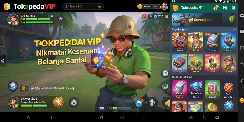 Tampilan gameplay TOKOPEDIAVIP saat berbelanja dengan cara santai.