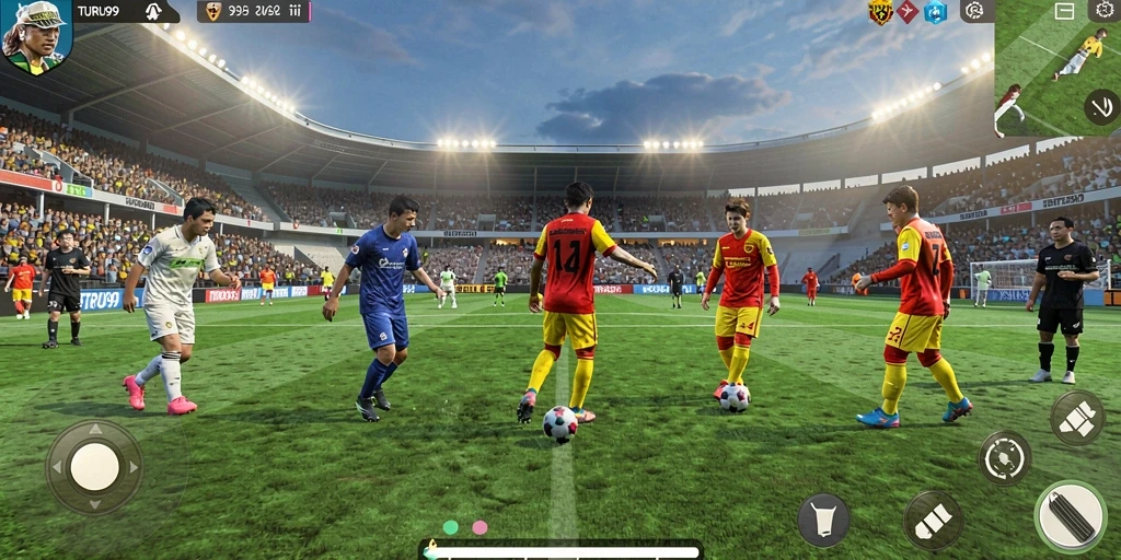 Screenshot TURU99 menampilkan aksi seru pertandingan sepak bola.