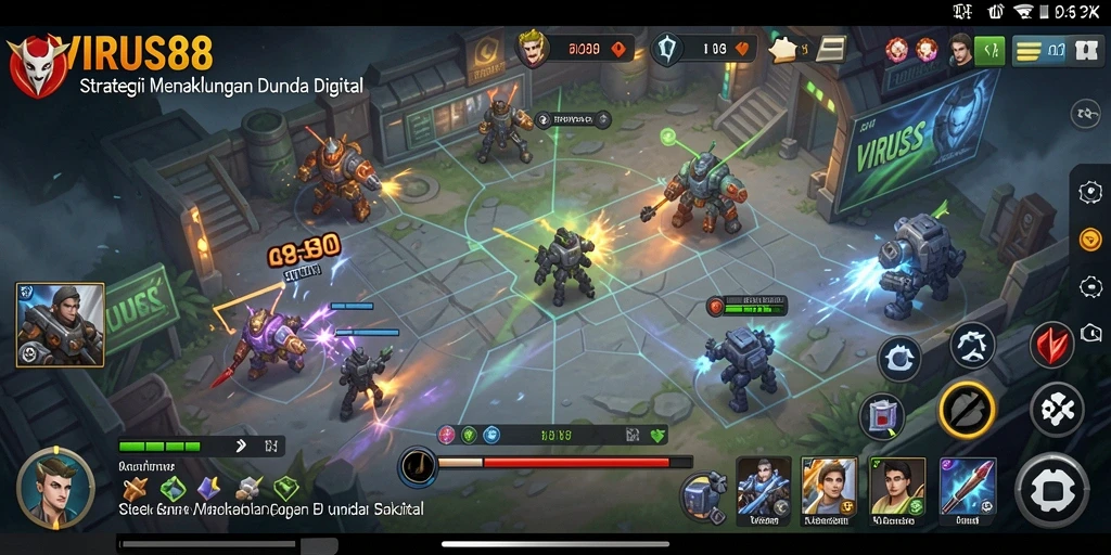 Tangkapan layar gameplay VIRUS88 menampilkan strategi menawan di pertempuran.