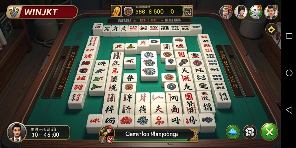 Screenshot gameplay <strong>WINJKT</strong>, menunjukkan papan Mahjong penuh tantangan.